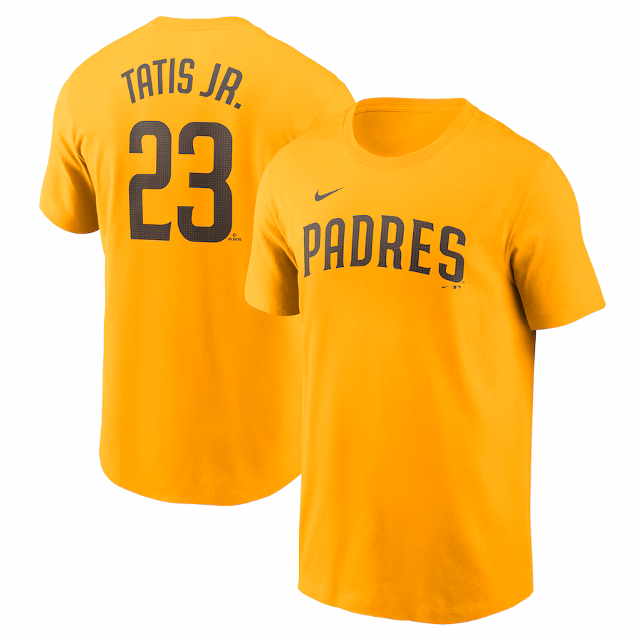 Men's San Diego Padres Fernando Tatis Jr. Nike Gold Fuse Name & Number T-Shirt - Ujersey Shop