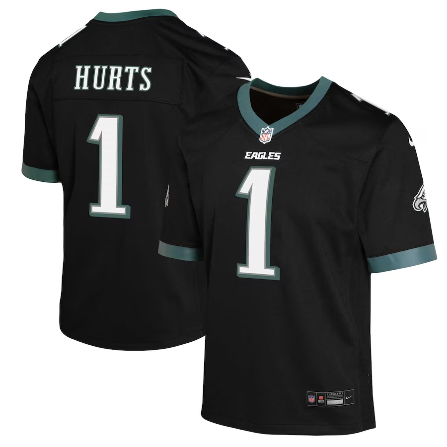 Youth Philadelphia Eagles Jalen Hurts Nike Black Game Jersey - Ujersey Shop