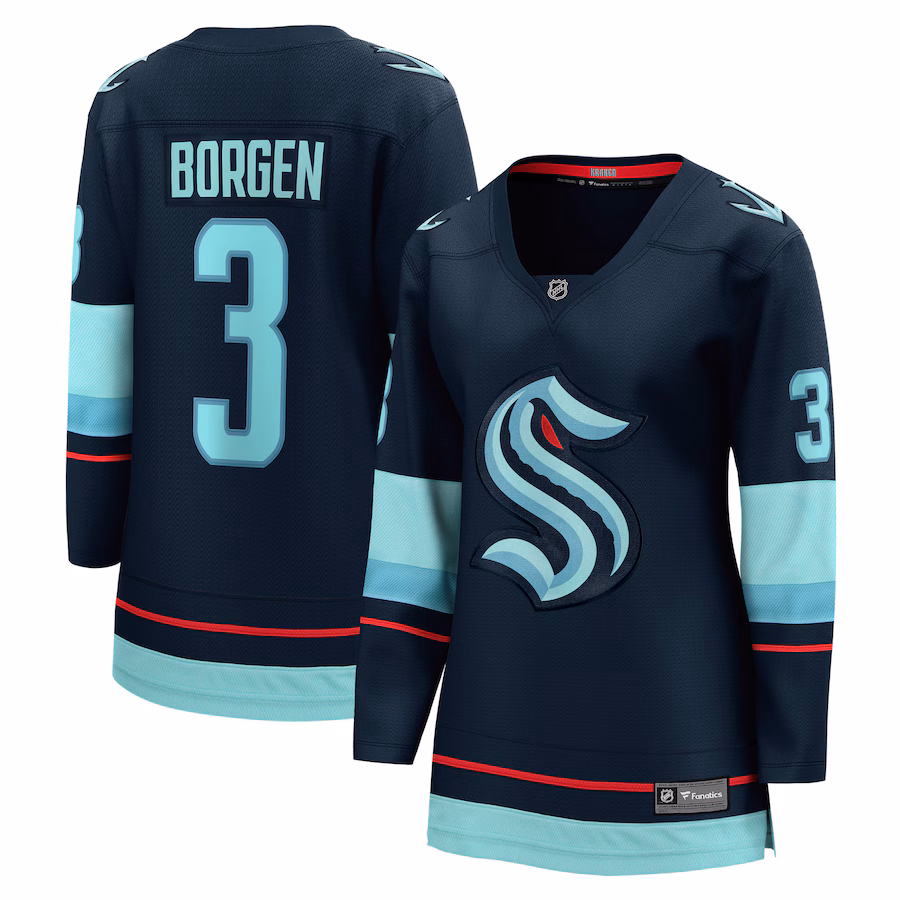Women's Seattle Kraken Will Borgen Fanatics Deep Sea Blue Home Breakaway Player Jersey - Ujersey Shop
