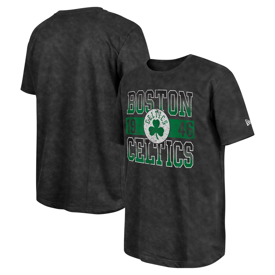 Men's Boston Celtics New Era Black Enzyme Washed Oversized T-Shirt - Ujersey Shop