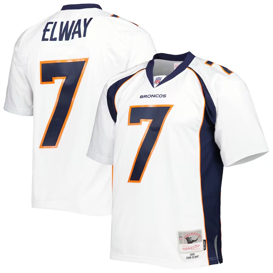 Men's Denver Broncos John Elway Mitchell & Ness White 1998 Legacy Replica Jersey - Ujersey Shop