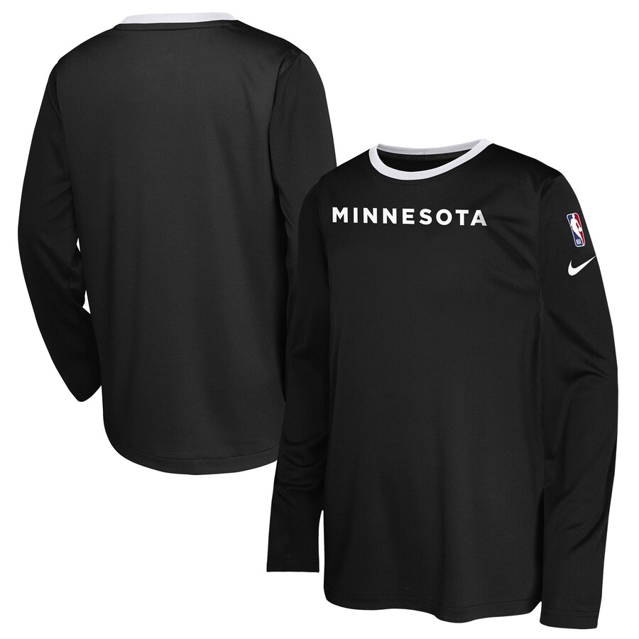 Youth Minnesota Timberwolves  Nike Black 2024/25 City Edition Pregame Performance Long Sleeve Shooting T-Shirt - Ujersey Shop