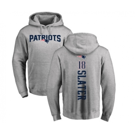 Football New England Patriots #18 Matthew Slater Ash Backer Pullover Hoodie - Ujersey Shop