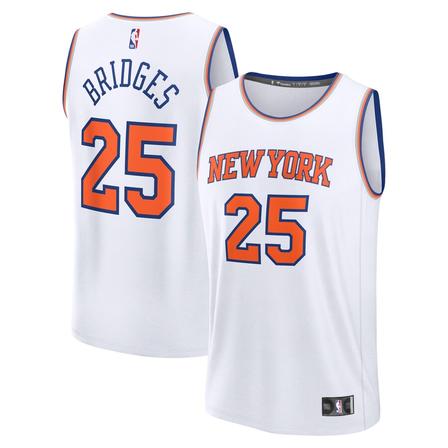 Men's New York Knicks Mikal Bridges Fanatics White Fast Break Replica Player Jersey - Association Edition - Ujersey Shop