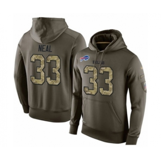 Football Men's Buffalo Bills #33 Siran Neal Green Salute To Service Pullover Hoodie - Ujersey Shop