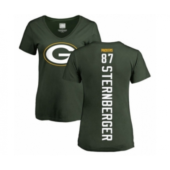 Football Women's Green Bay Packers #87 Jace Sternberger Green Backer T-Shirt - Ujersey Shop
