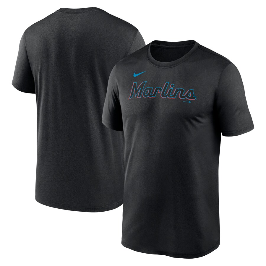 Men's Miami Marlins Nike Black Legend Fuse Wordmark T-Shirt - Ujersey Shop
