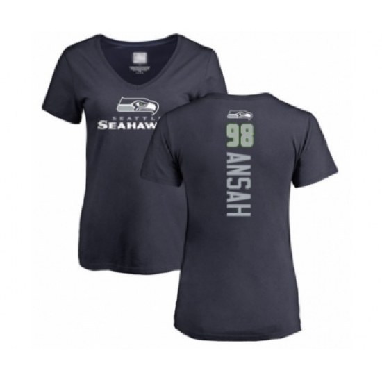 Football Women's Seattle Seahawks #98 Ezekiel Ansah Navy Blue Backer T-Shirt - Ujersey Shop