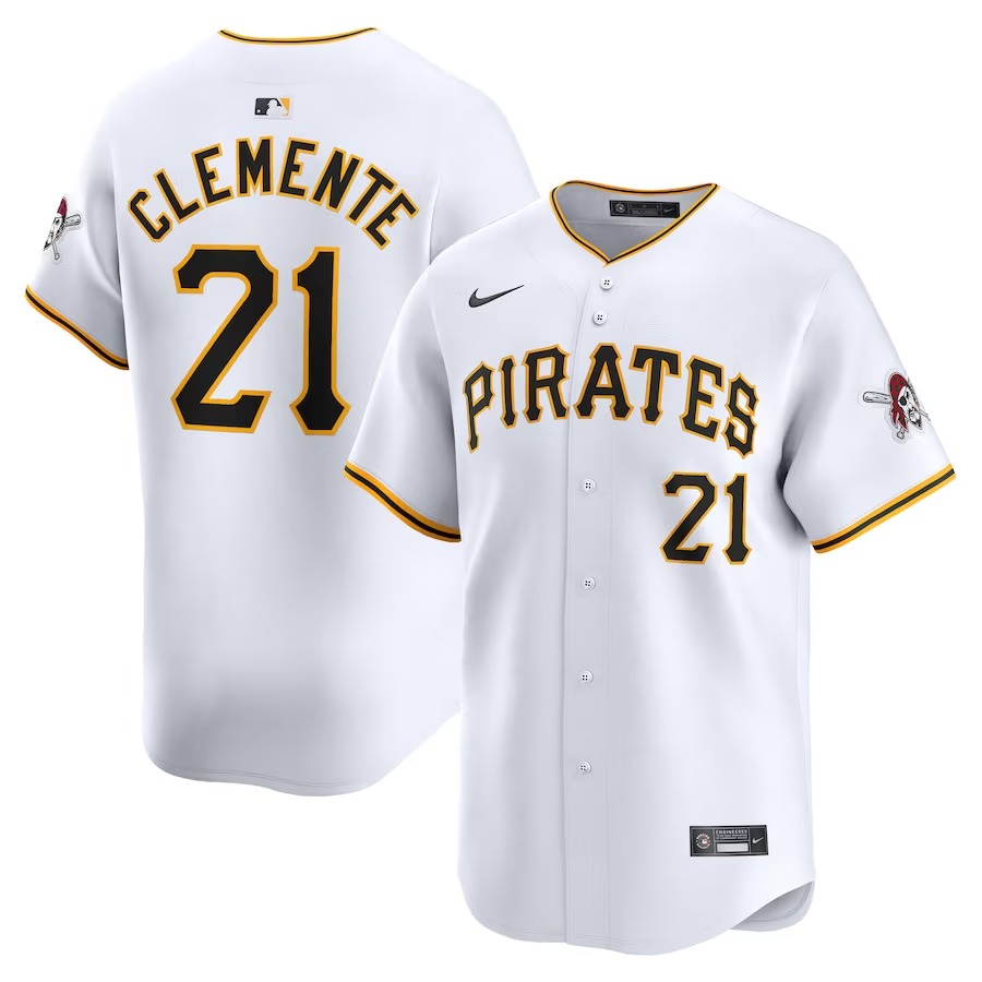 Men's Pittsburgh Pirates Roberto Clemente Nike White Home Limited Player Jersey - Ujersey Shop