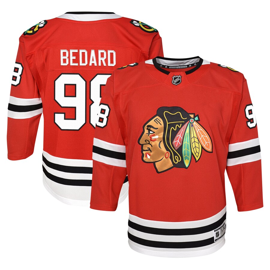 Youth Chicago Blackhawks Connor Bedard Red Home Premier Player Jersey - Ujersey Shop