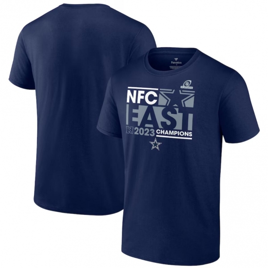 Men's Dallas Cowboys Navy 2023 NFC East Division Champions Conquer T-Shirt - Ujersey Shop