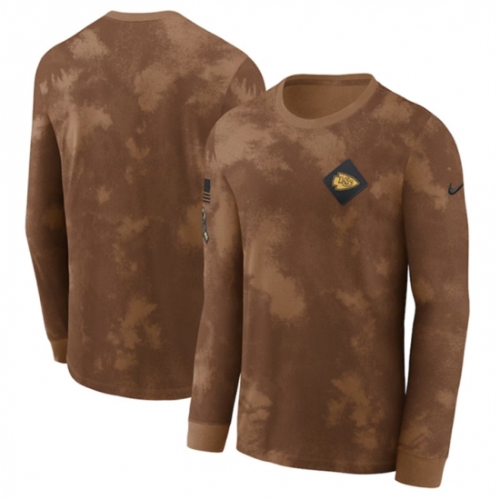 Men's Kansas City Chiefs Brown 2023 Salute To Service Long Sleeve T Shirt - Ujersey Shop