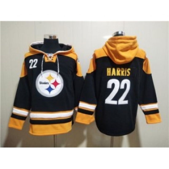 Men's Pittsburgh Steelers #22 Najee Harris Black Ageless Must-Have Lace-Up Pullover Hoodie - Ujersey Shop