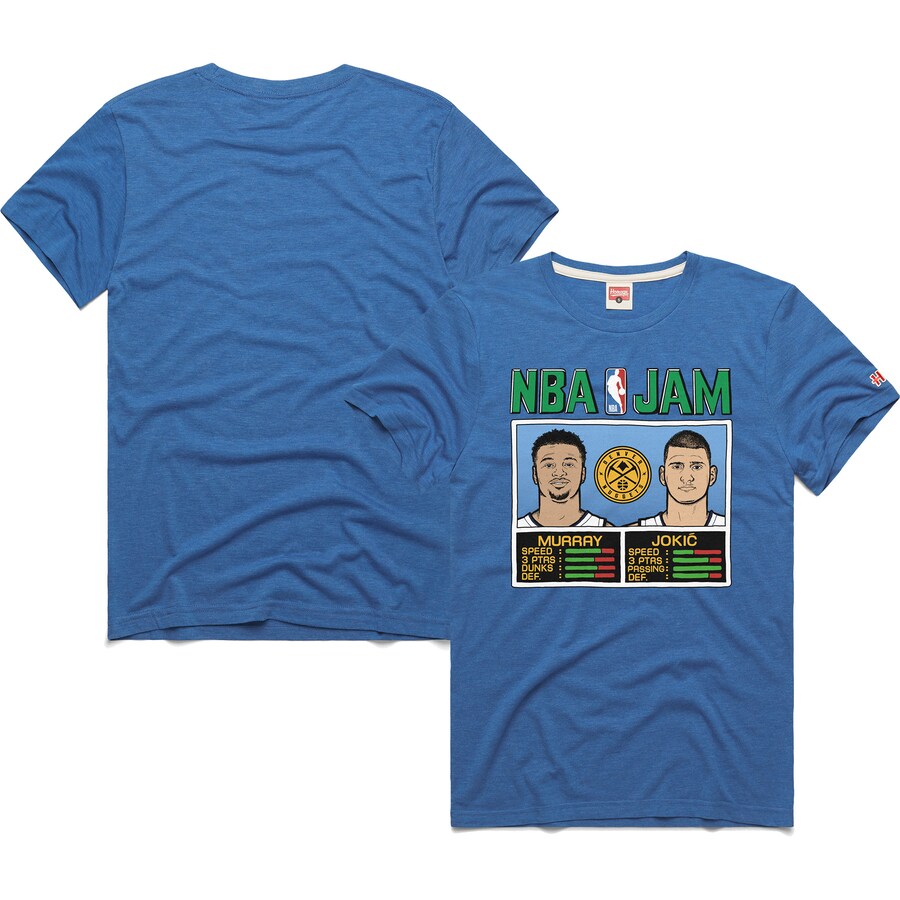 Unisex Denver Nuggets Jamal Murray & Nikola Jokic Homage Blue 2024/25 City Edition NBA Jam Tri-Blend T-Shirt - Ujersey Shop