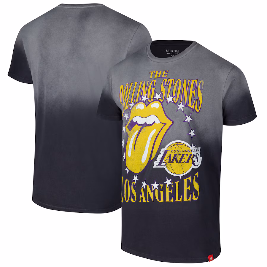 Unisex Rolling Stones x Los Angeles Lakers Sportiqe Gray Bingham Collab T-Shirt - Ujersey Shop