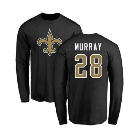 Football New Orleans Saints #28 Latavius Murray Black Name & Number Logo Long Sleeve T-Shirt - Ujersey Shop