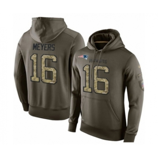 Football New England Patriots #16 Jakobi Meyers Green Salute To Service Men's Pullover Hoodie - Ujersey Shop
