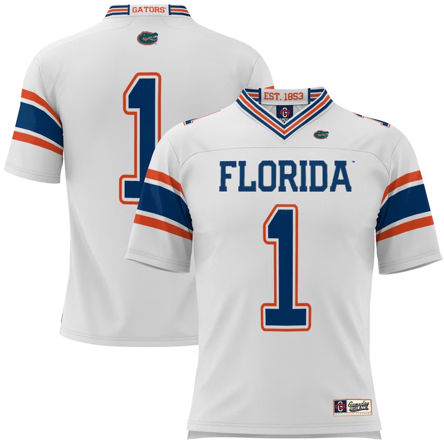 Men's GameDay Greats #1 White Florida Gators Football Jersey - Ujersey Shop