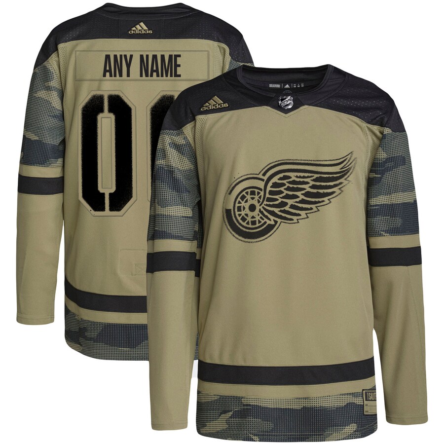 Men's Detroit Red Wings adidas Camo Military Appreciation Team Authentic Custom Practice Jersey - Ujersey Shop