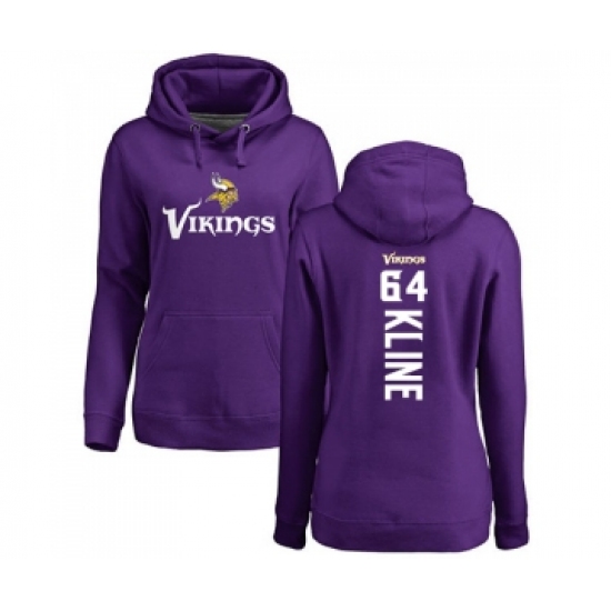 Football Women's Minnesota Vikings #64 Josh Kline Purple Backer Pullover Hoodie - Ujersey Shop