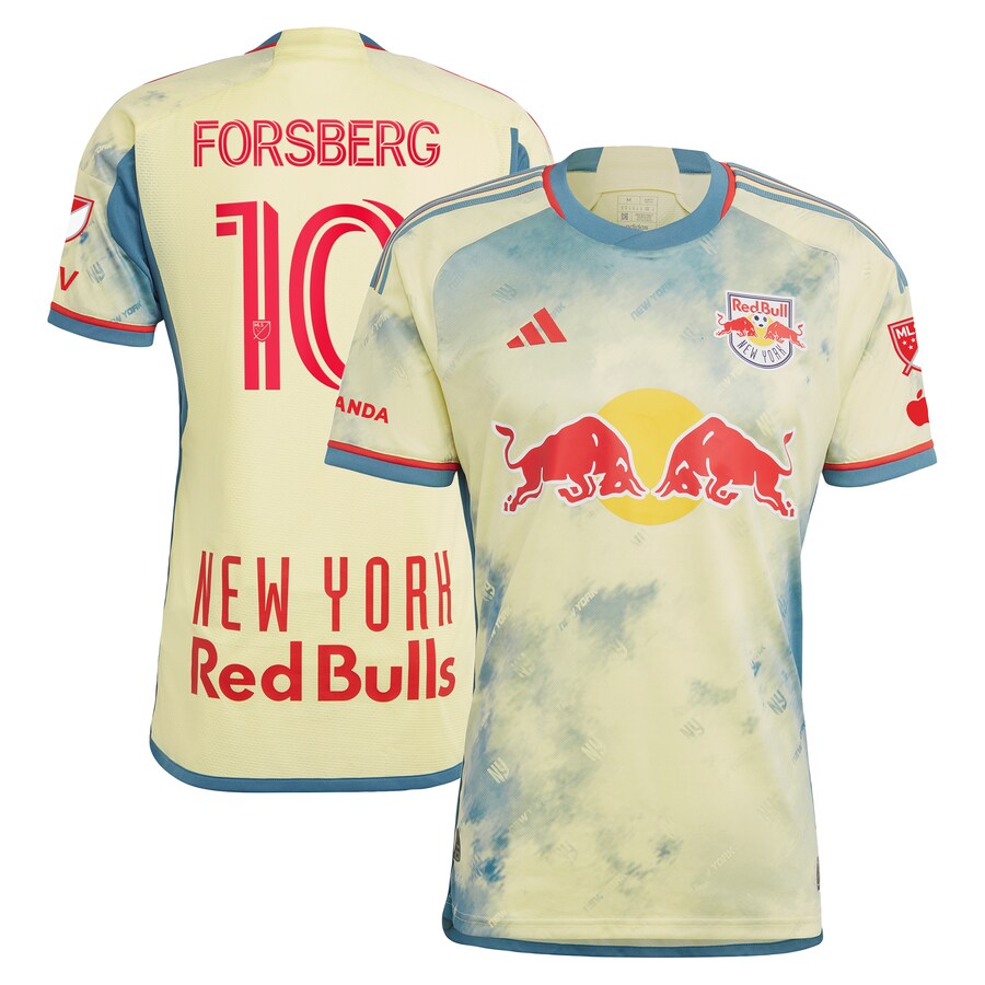 Men's New York Red Bulls Emil Forsberg adidas Yellow 2024 Daniel Patrick Kit Authentic Player Jersey - Ujersey Shop