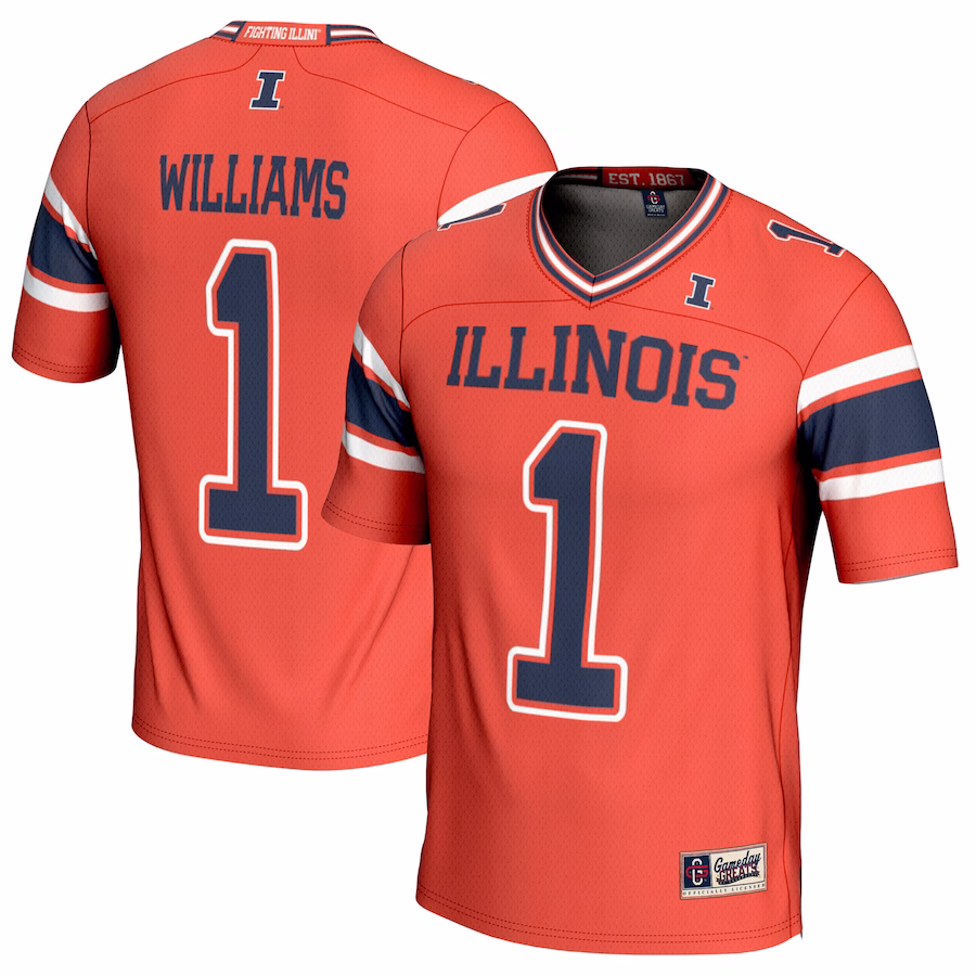 Isaiah Williams Illinois Fighting Illini GameDay Greats Youth NIL Player Football Jersey - Orange - Ujersey Shop