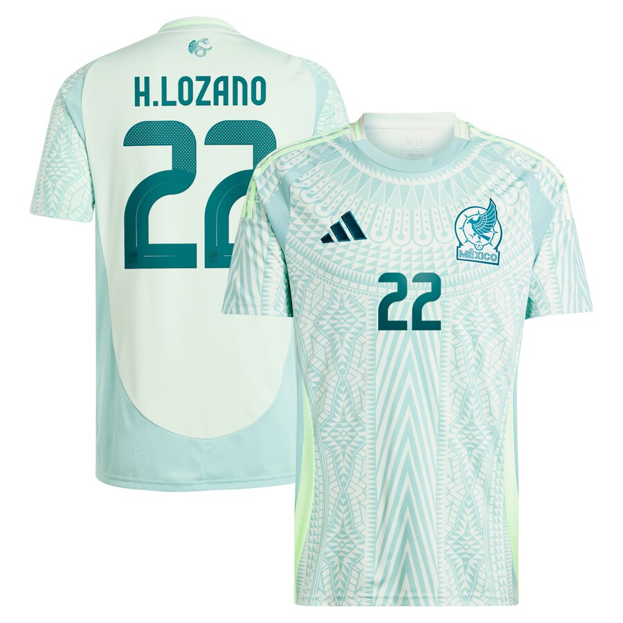 Men's Mexico National Team Hirving Lozano adidas Green 2024 Away Replica Player Jersey - Ujersey Shop