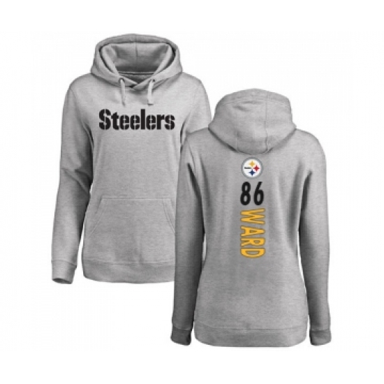 Football Women's Pittsburgh Steelers #86 Hines Ward Ash Backer Pullover Hoodie - Ujersey Shop