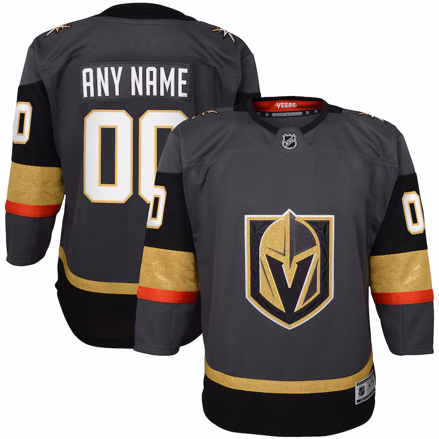Youth Vegas Golden Knights Gray Alternate Premier Custom Jersey - Ujersey Shop