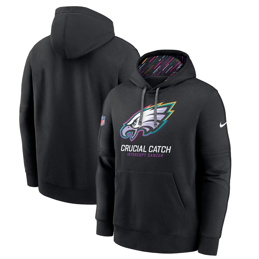Men's Philadelphia Eagles Nike Black 2024 NFL Crucial Catch Big & Tall Club Pullover Hoodie - Ujersey Shop