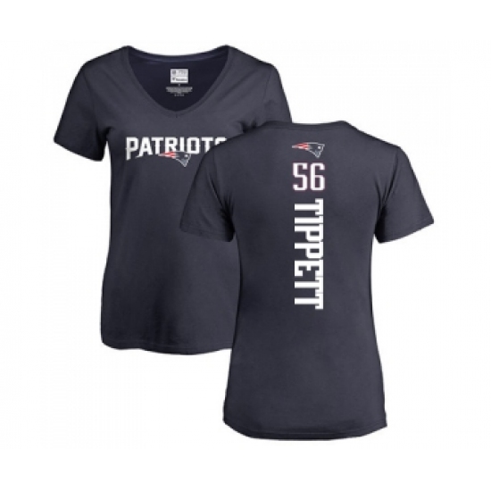 Football Women's New England Patriots #56 Andre Tippett Navy Blue Backer T-Shirt - Ujersey Shop