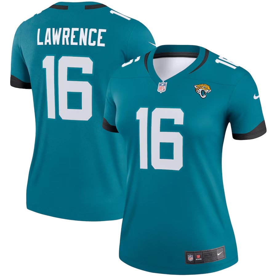 Women's Jacksonville Jaguars Trevor Lawrence Nike Teal Legend Player Performance Top - Ujersey Shop
