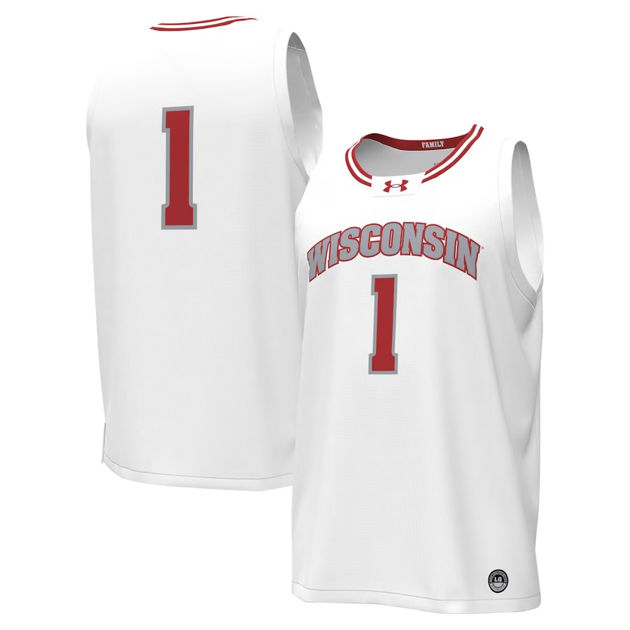 Men's Under Armour #1 White Wisconsin Badgers Replica Basketball Jersey - Ujersey Shop