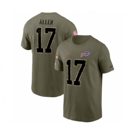 Men's Buffalo Bills #17 Josh Allen 2022 Olive Salute to Service T-Shirt - Ujersey Shop