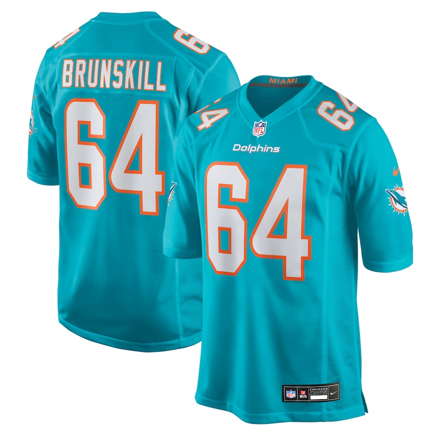 Men's Miami Dolphins Daniel Brunskill Nike Aqua Team Game Jersey - Ujersey Shop