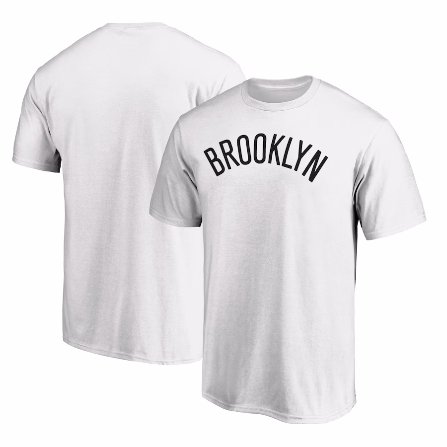 Men's Brooklyn Nets  White Wordmark Alt T-Shirt - Ujersey Shop