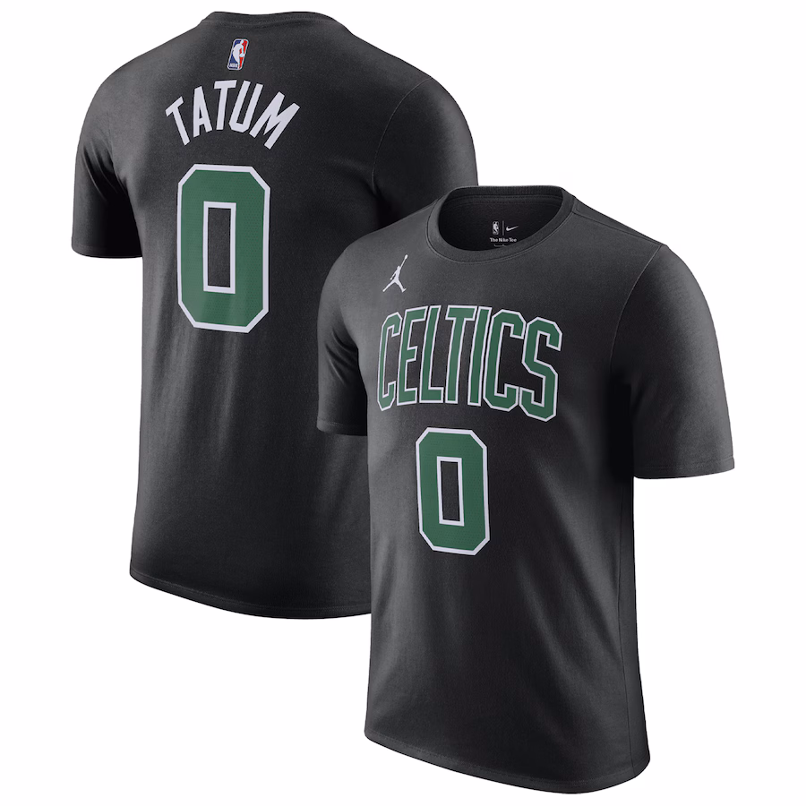Men's Boston Celtics Jayson Tatum Jordan Brand Black 2022/23 Statement Edition Name & Number T-Shirt - Ujersey Shop