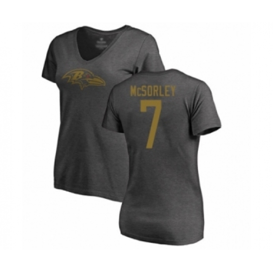 Football Women's Baltimore Ravens #7 Trace McSorley Ash One Color T-Shirt - Ujersey Shop