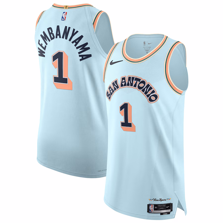 Men's San Antonio Spurs Victor Wembanyama Nike Light Blue 2024/25 Authentic Player Jersey - City Edition - Ujersey Shop