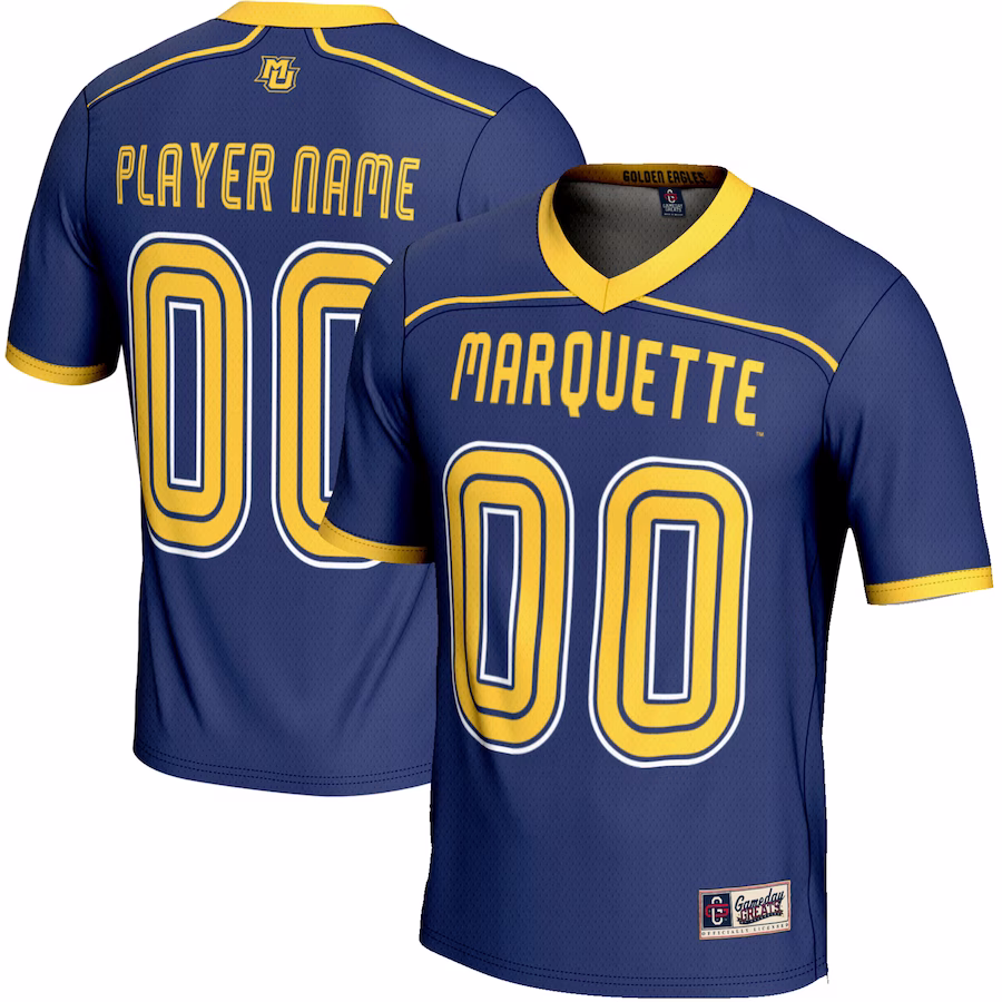 Marquette Golden Eagles GameDay Greats Youth NIL Pick-A-Player Lightweight Men's Lacrosse Jersey - Navy - Ujersey Shop