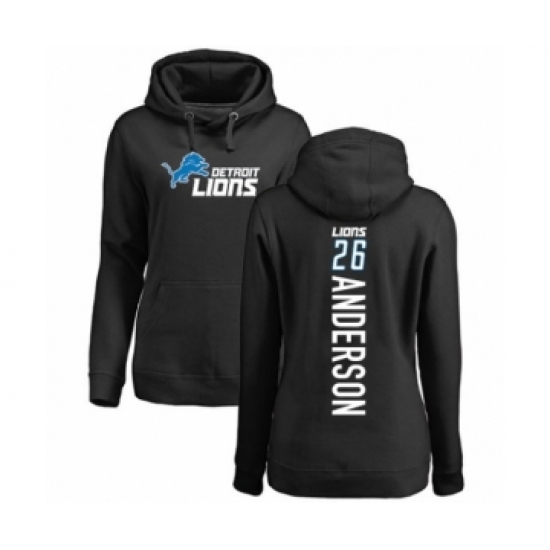 Football Women's Detroit Lions #26 C.J. Anderson Black Backer Pullover Hoodie - Ujersey Shop