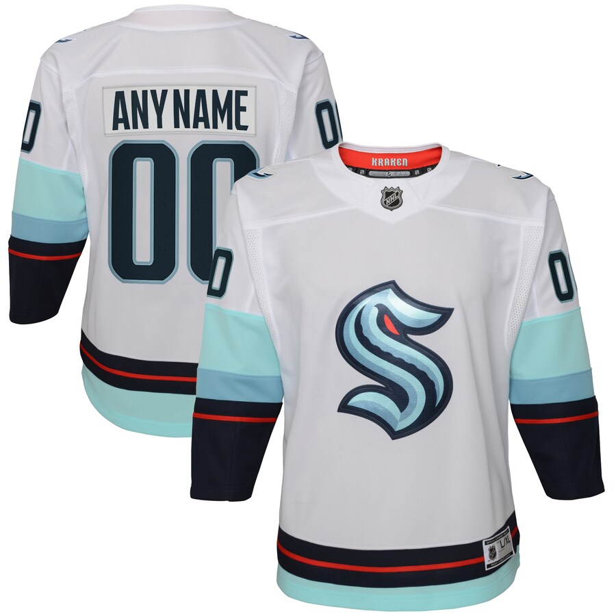Youth Seattle Kraken White Away Premier Custom Jersey - Ujersey Shop