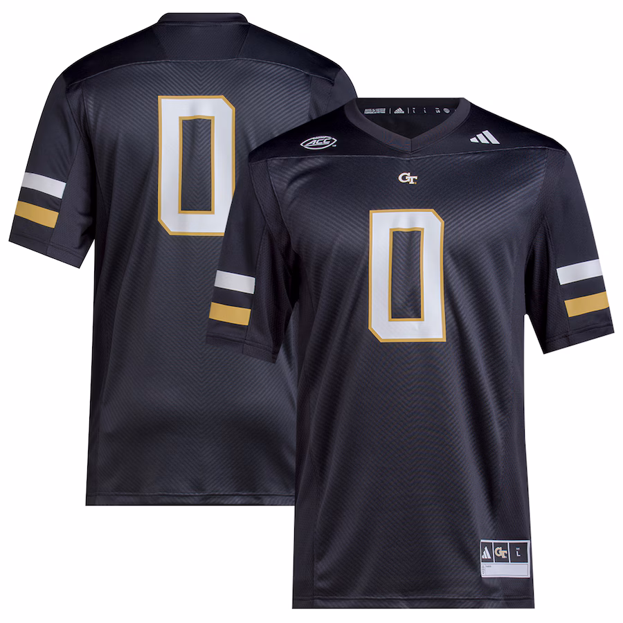 Men's adidas #0 Black Georgia Tech Yellow Jackets  2023 Premier Jersey - Ujersey Shop