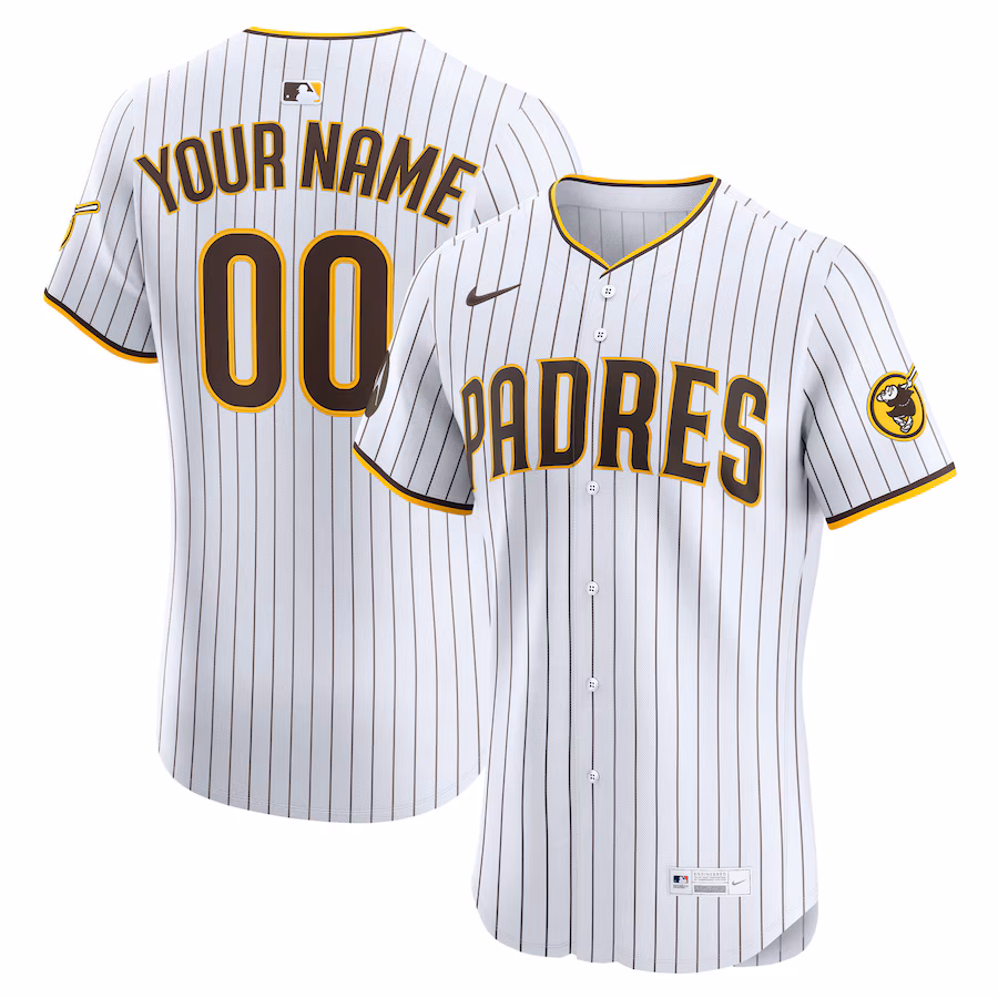 Men's San Diego Padres Nike White Home Elite Sponsor Patch Custom Jersey - Ujersey Shop