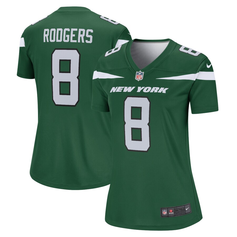 Women's New York Jets Aaron Rodgers Nike Gotham Green Team Legend Player Performance Top - Ujersey Shop