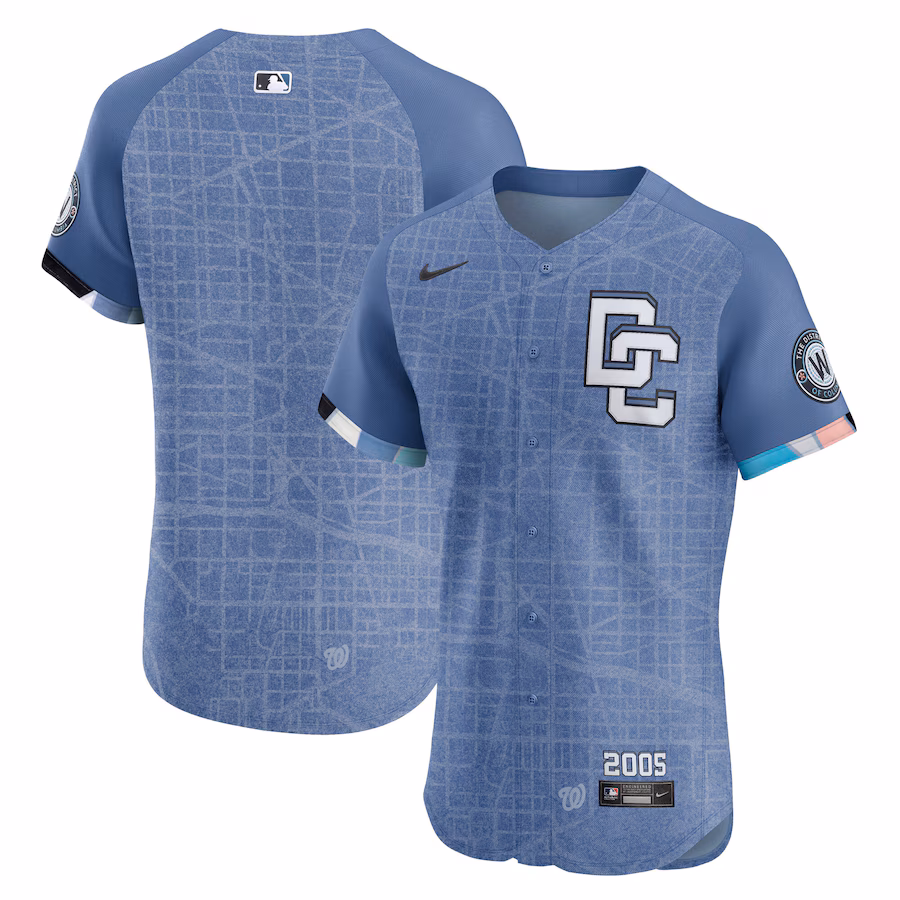 Men's Washington Nationals Nike Blue 2025 City Connect Elite Jersey - Ujersey Shop