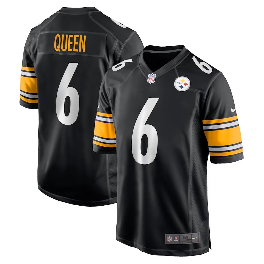 Men's Pittsburgh Steelers Patrick Queen Nike Black Game Player Jersey - Ujersey Shop