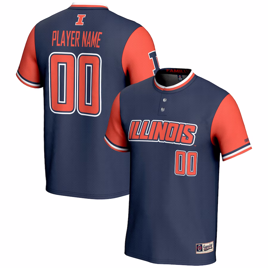 Illinois Fighting Illini GameDay Greats Youth NIL Pick-A-Player Lightweight Softball Jersey - Navy - Ujersey Shop