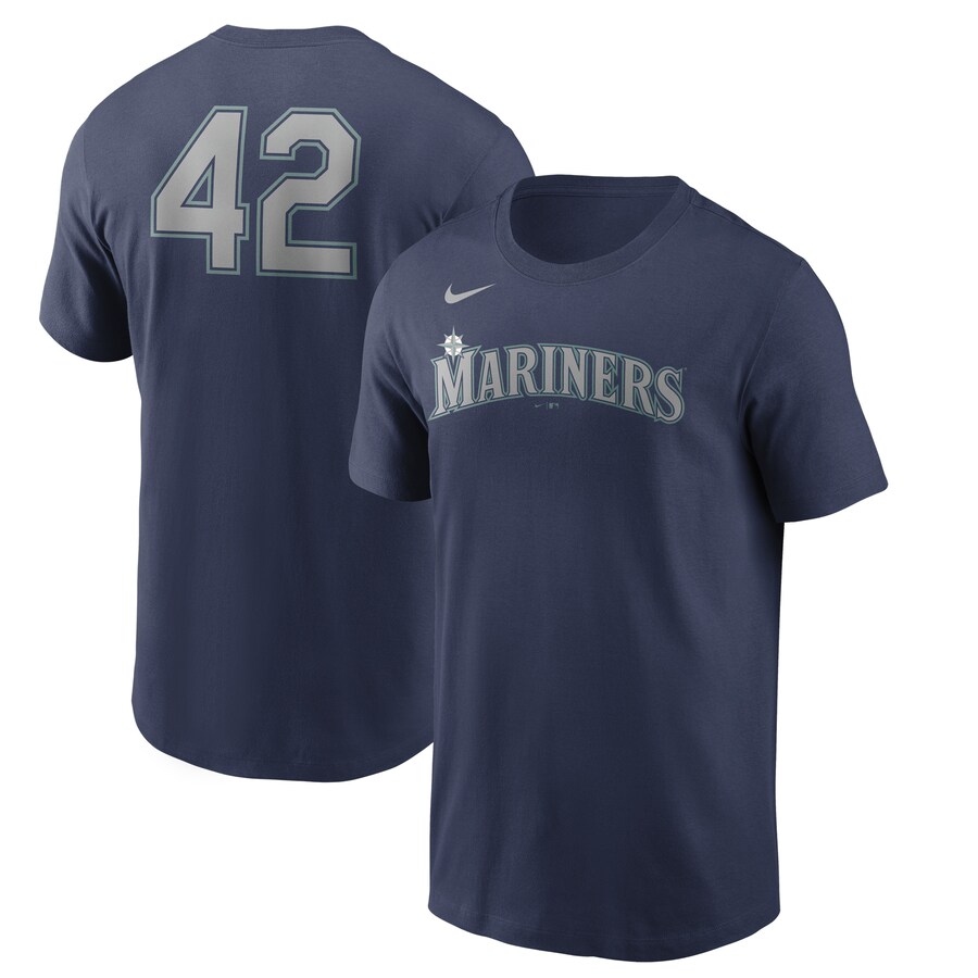 Men's Seattle Mariners Nike Navy Jackie Robinson Day Team 42 T-Shirt - Ujersey Shop