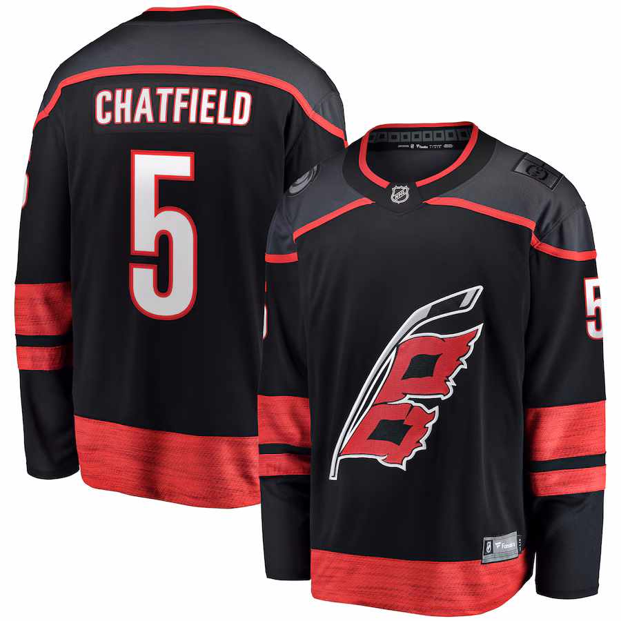 Men's Carolina Hurricanes Jalen Chatfield Fanatics Black Home Premier Breakaway Player Jersey - Ujersey Shop